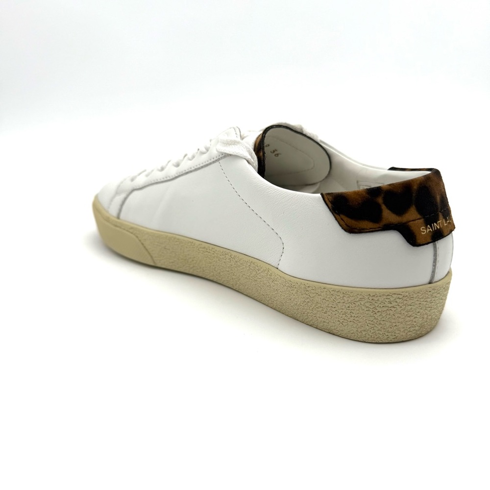 Saint Laurent Women's Court Classic Sneaker Shoes US Size 6 EU 36 White Leopard - Picture 6 of 10